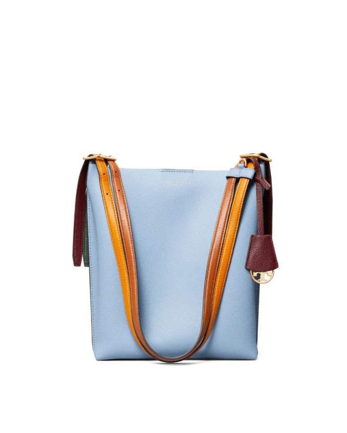 Tory Burch Perry Leather Bucket Bag, Blue