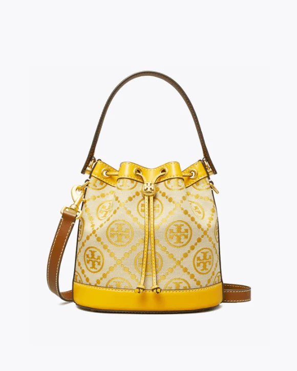 Tory Burch T Monogram Jacquard Bucket Bag, Goldfinch