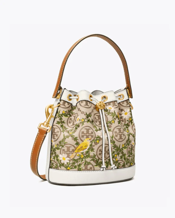 Tory Burch T Monogram Jacquard Embroidered Bucket Bag
