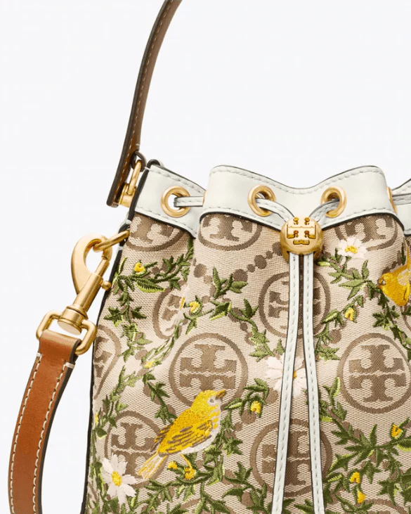 Tory Burch T Monogram Jacquard Embroidered Bucket Bag