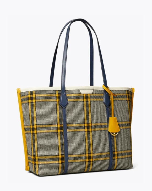 Tory Burch Perry Plaid Triple-Compartment Tote