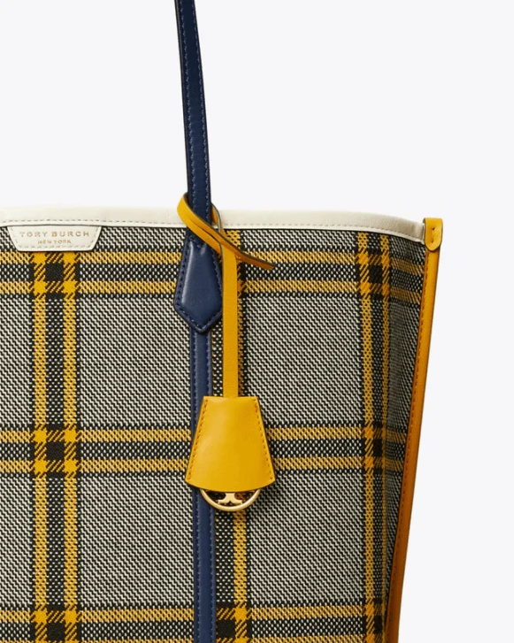 Tory Burch Perry Plaid Triple-Compartment Tote