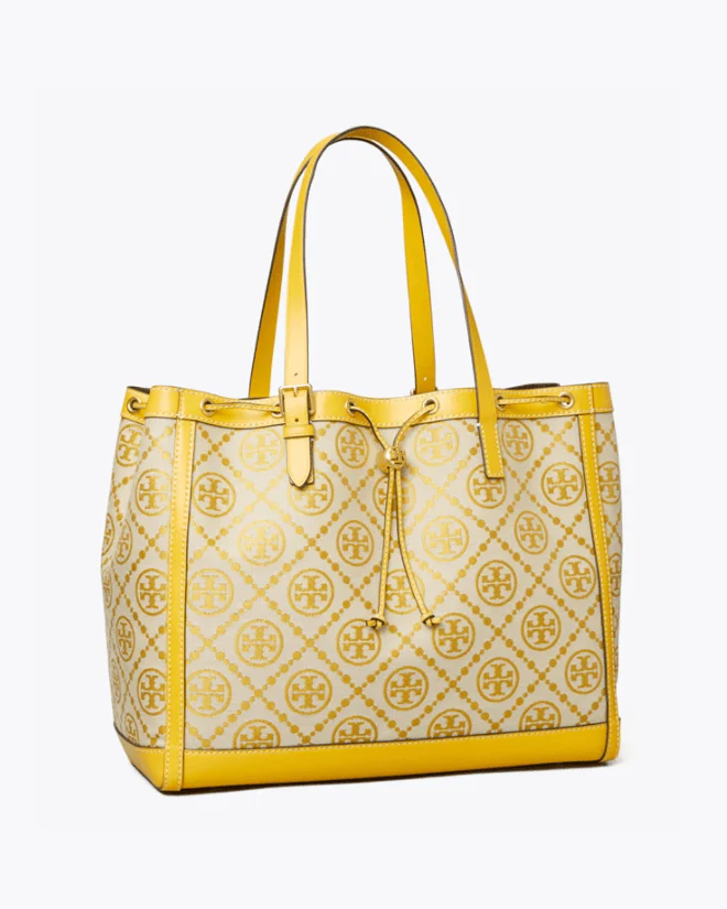 Tory Burch T Monogram Jacquard Tote Bag, Goldfinch