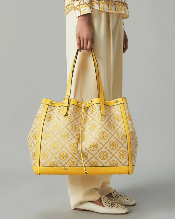 Tory Burch T Monogram Jacquard Tote Bag, Goldfinch