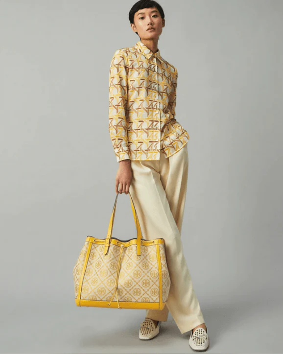Tory Burch T Monogram Jacquard Tote Bag, Goldfinch