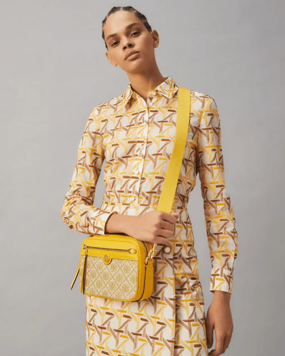Tory Burch T Monogram Jacquard Camera Bag, Goldfinch