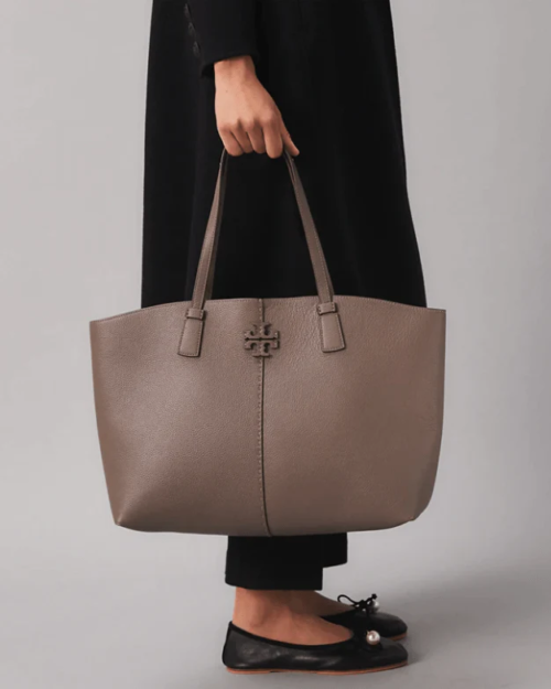 Tory Burch Mcgraw Tote Bag, Silver Maple
