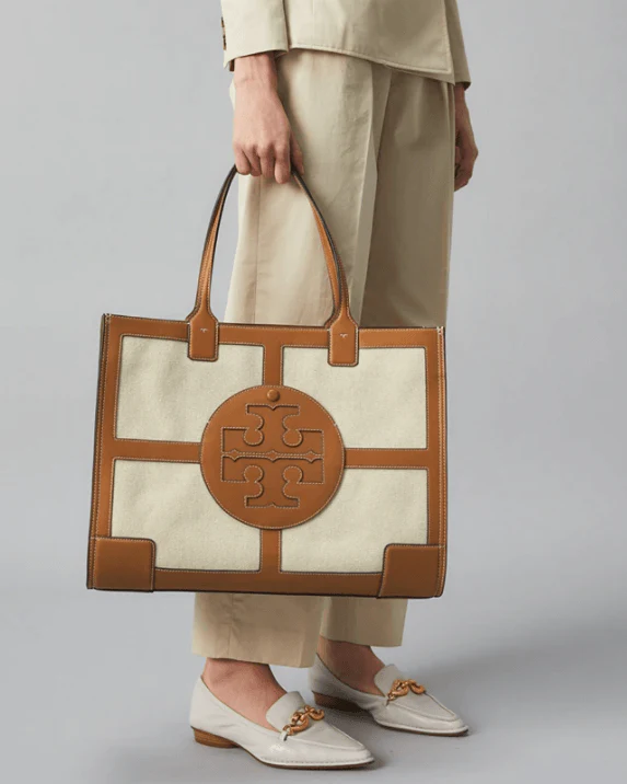 Tory Burch Ella Canvas Quadrant Tote Bag