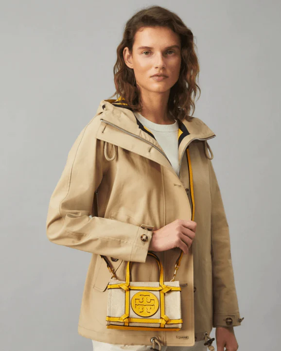 Tory Burch Ella Canvas Quadrant Micro Tote Bag