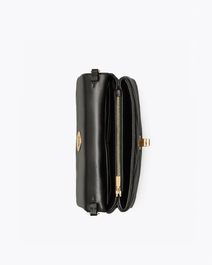 Tory Burch Kira Chevron Chain Wallet Crossbody Bag, Black