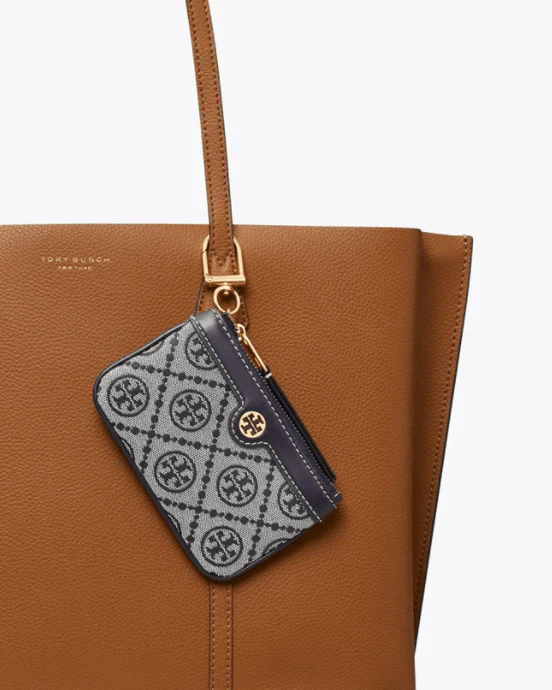 Tory Burch T Monogram Card Case Key Ring
