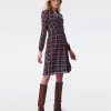 DVF Phoenix Mesh Dress in Tile Geo Medium Chocolate