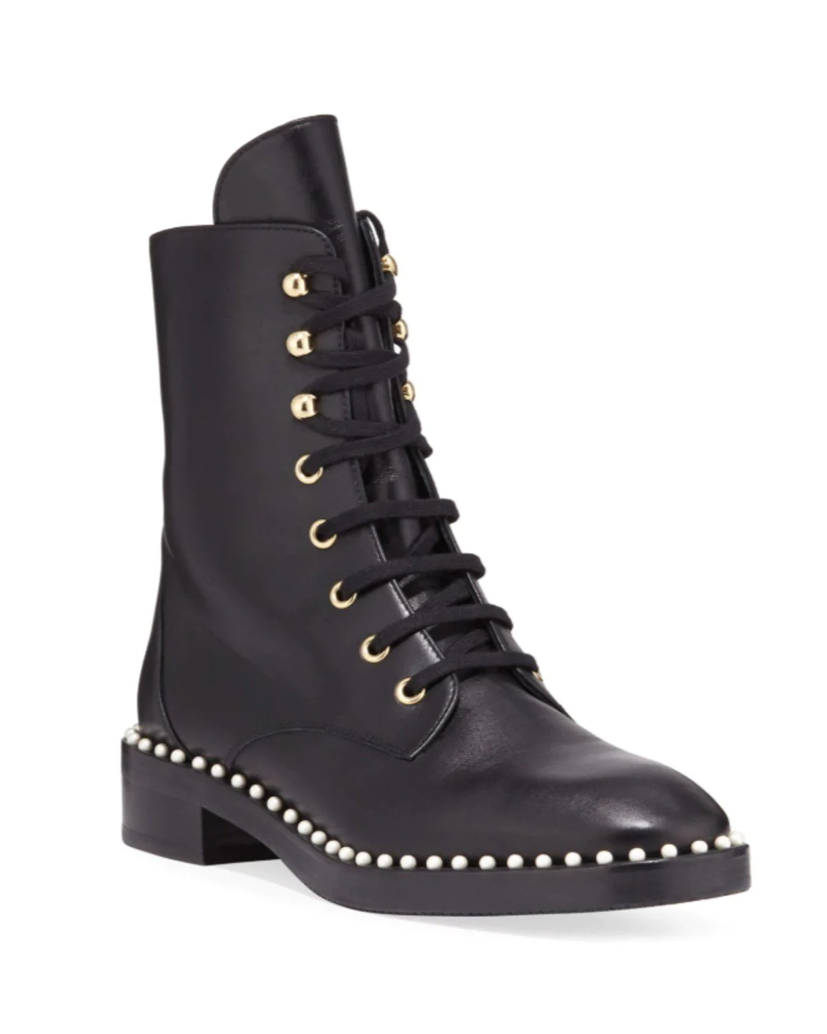 Stuart Weitzman Sondra Faux Pearl Combat Boots