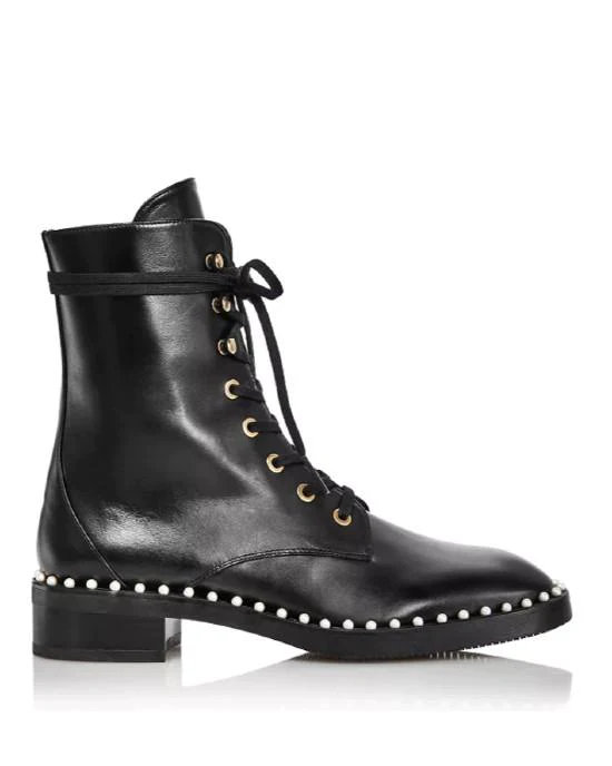 Stuart Weitzman Sondra Faux Pearl Combat Boots
