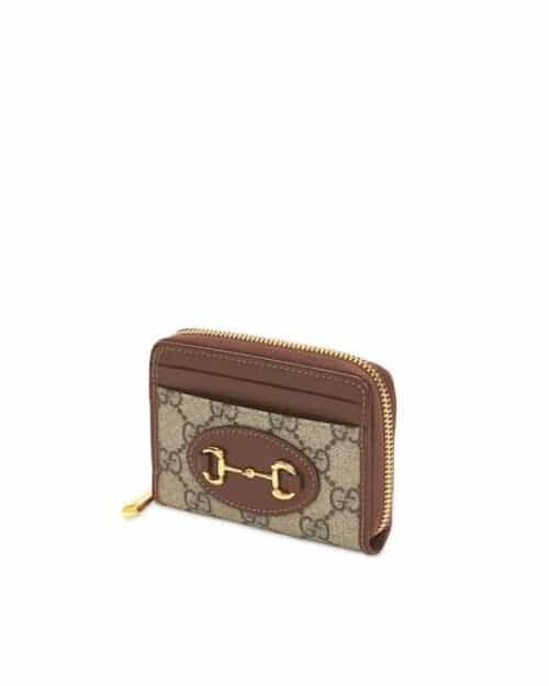 Gucci Brown Monogram Horsebit 1955 Card Case