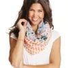 Cejon Mixed Print Gingham Infinity Scarf, Light Blue