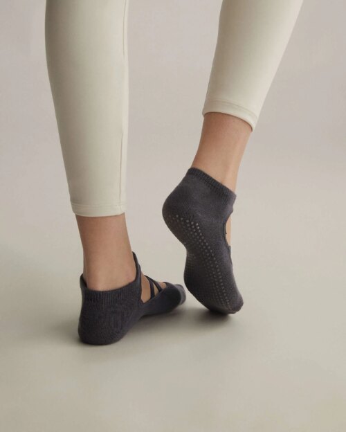 Oysho 2 Pairs Of Cotton Yoga And Pilates Socks, Grey