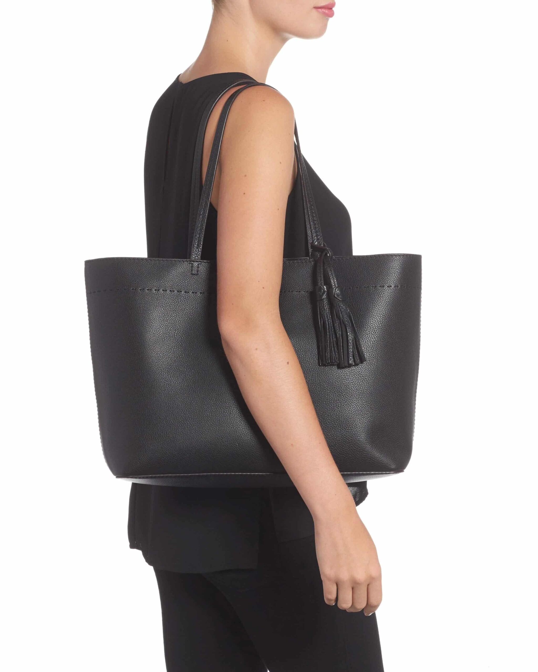 Tory Burch McGraw Leather Tote, Black