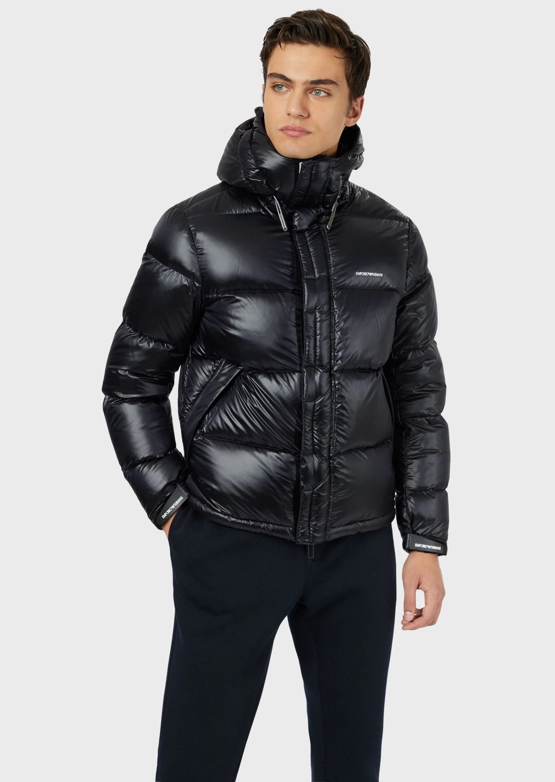 Emporio Armani Quilted Down Jacket In Shiny Nylon
