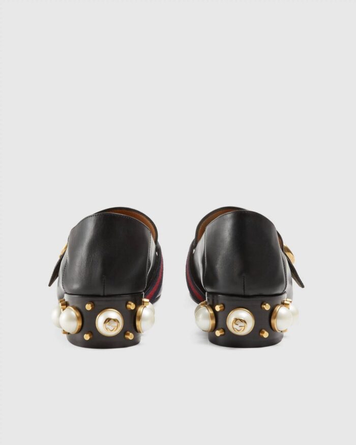 Gucci Leather Mid-Heel Loafer, Black