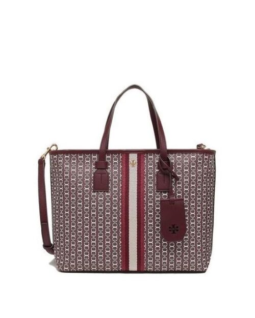 Tory Burch Gemini Link Canvas Small Top-Zip Tote