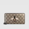 Gucci Bee print GG Supreme Zip Around Wallet