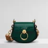 Chloe Small Tess Round Handbag In Embossed Croco Effect On Calfskin