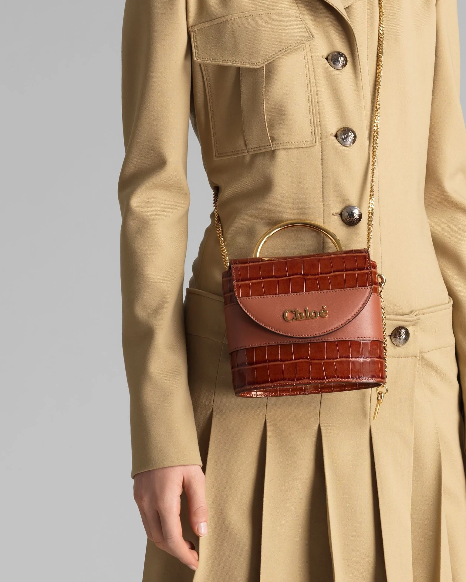 Chloe Small Aby Lock Crocodile-Effect Bag