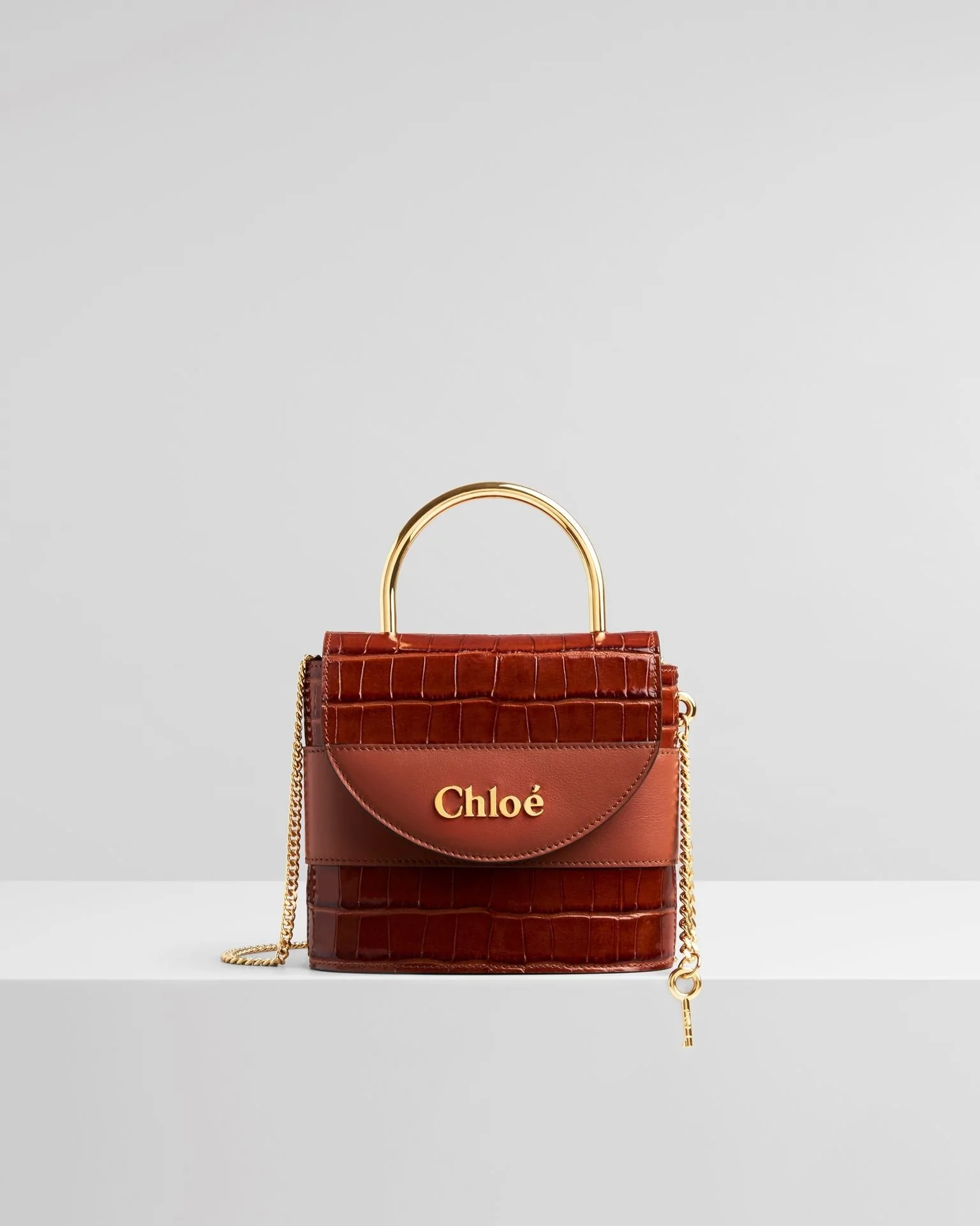 Chloe Small Aby Lock Crocodile-Effect Bag