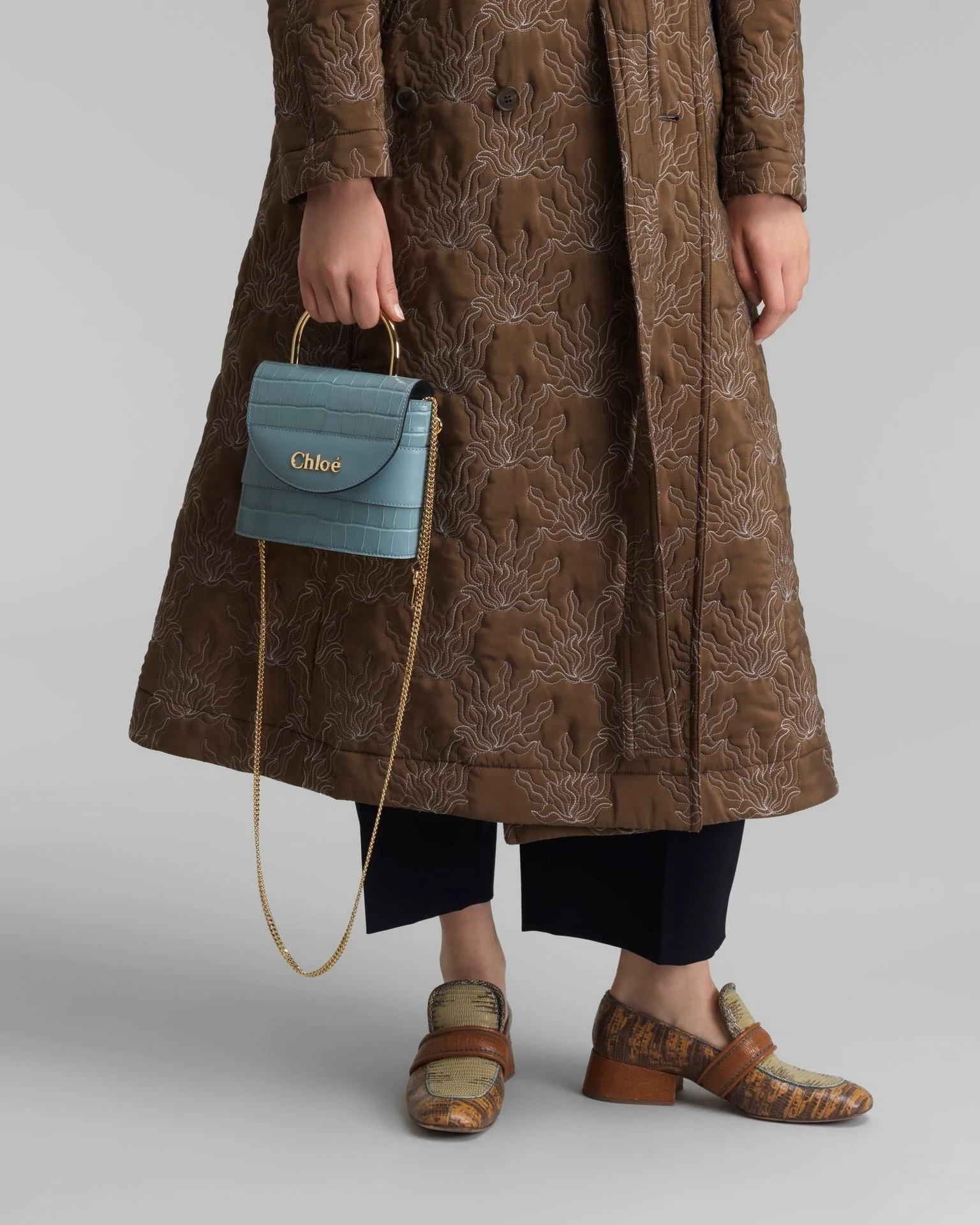 Chloe Small Aby Lock Crocodile-Effect Bag