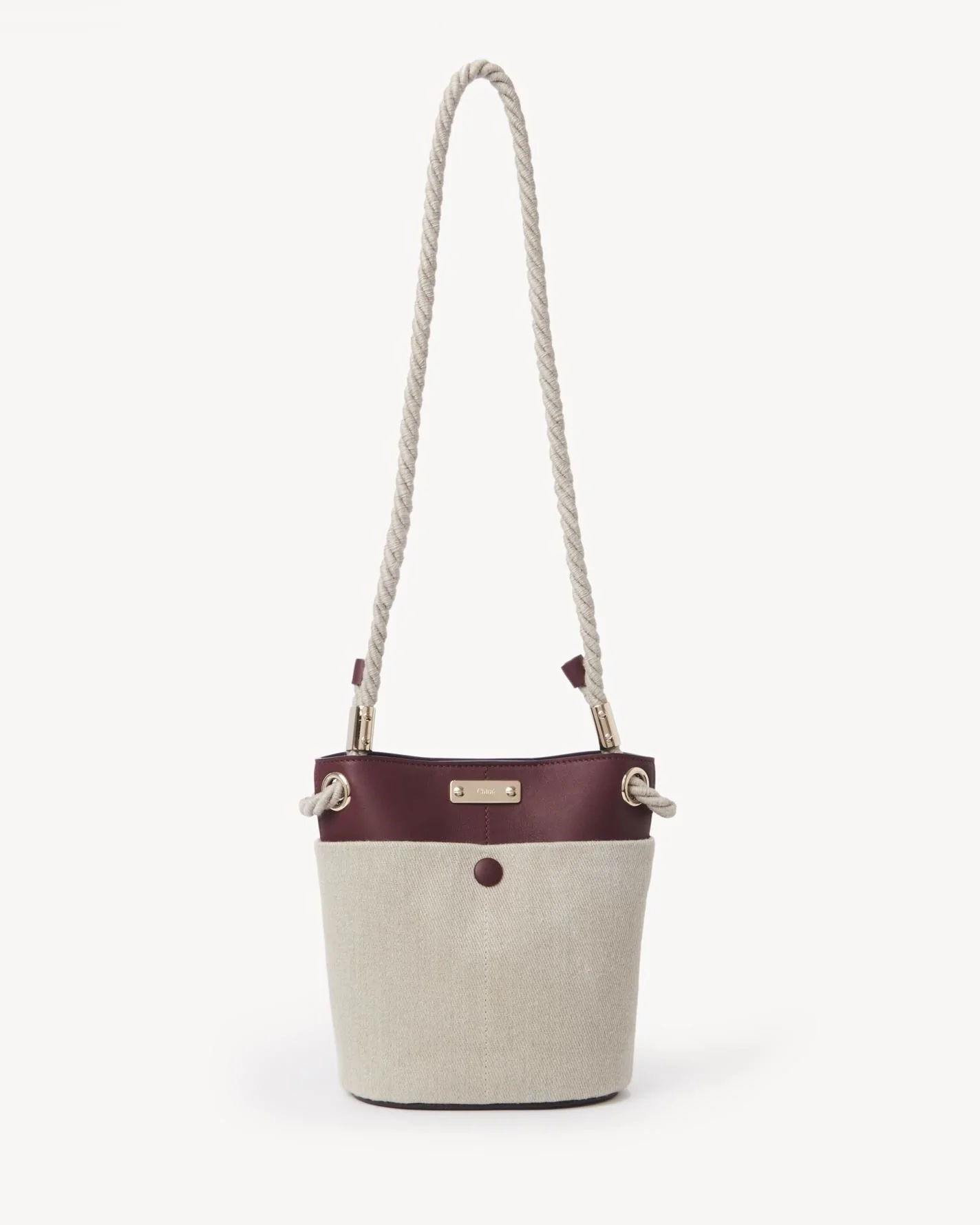 Chloe Small Key Bucket Bag In Linen & Shiny Calfskin