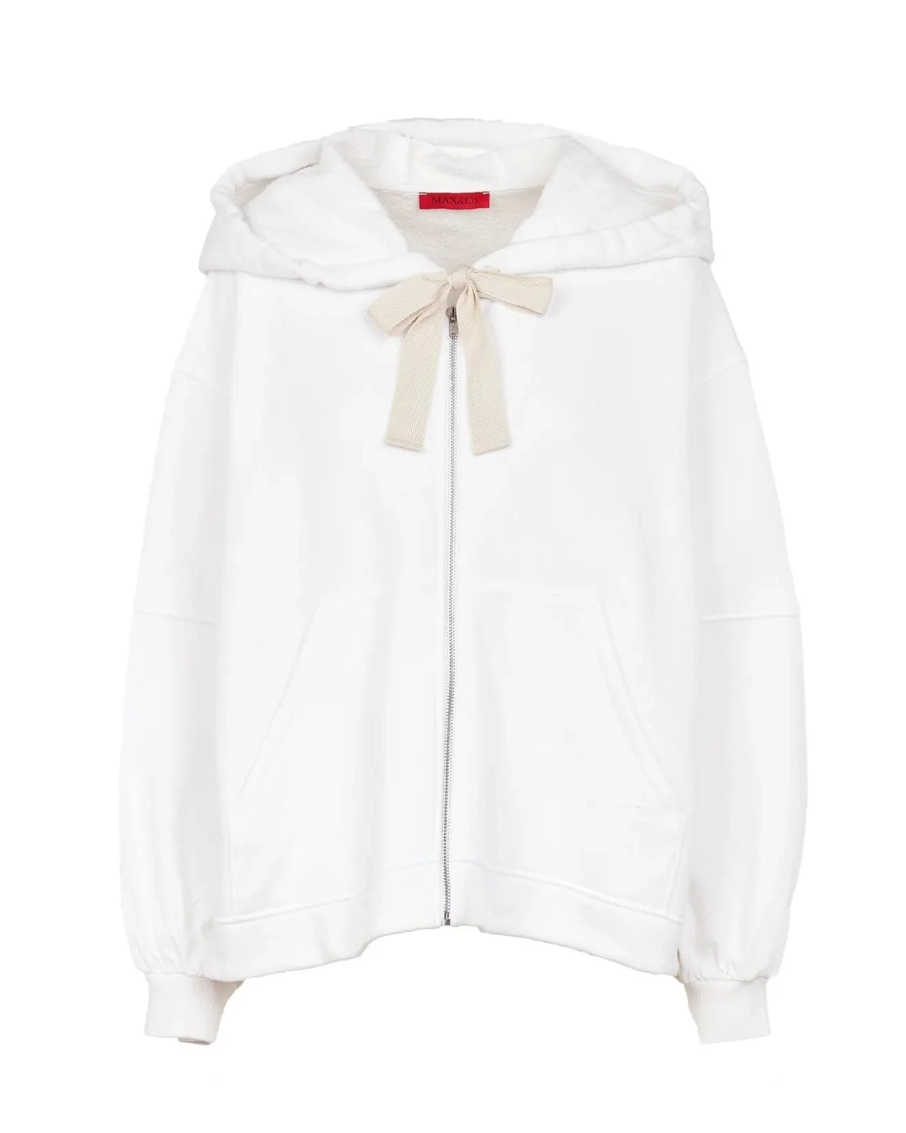 Max & Co White Cotton Zip-Up Hoodie