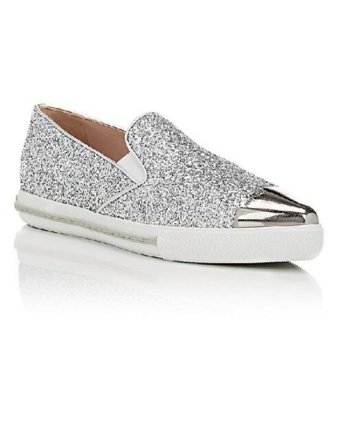 Miu Miu Metal-Toe-Cap Slip-On Sneakers