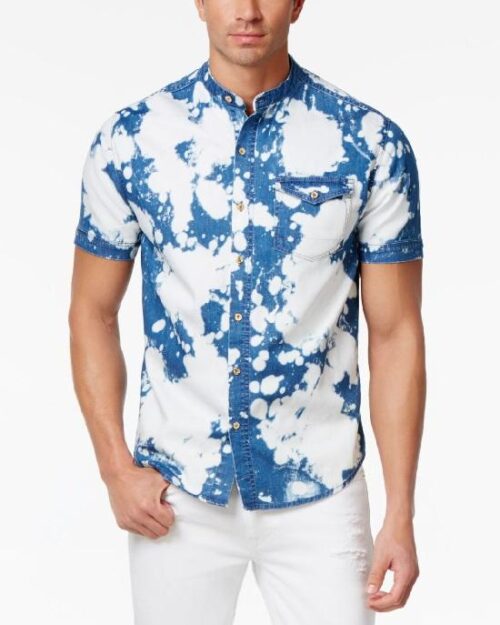 Sean John Men's Bleached Denim Shirt & Essex Slim-Fit White Jeans