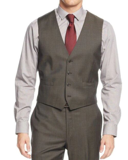Calvin Klein Sharkskin Vested X Slim Fit 3 Piece Men's Suit-CALVIN KLEIN-Fashionbarn shop