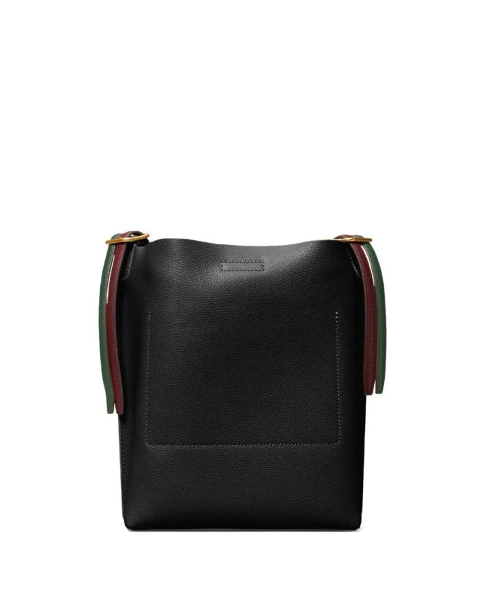 Tory Burch Perry Leather Bucket Bag, Black