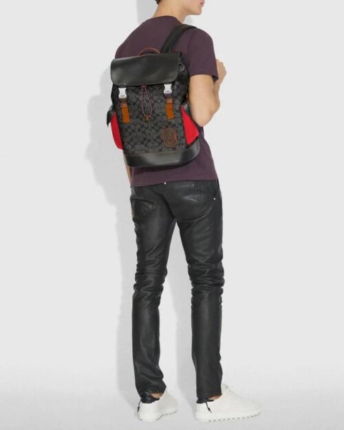 Coach Rivington Backpack In Signature Canvas With Patch
