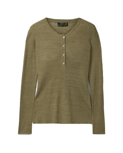 Nili Lotan Michelle Army Green Rib Henley