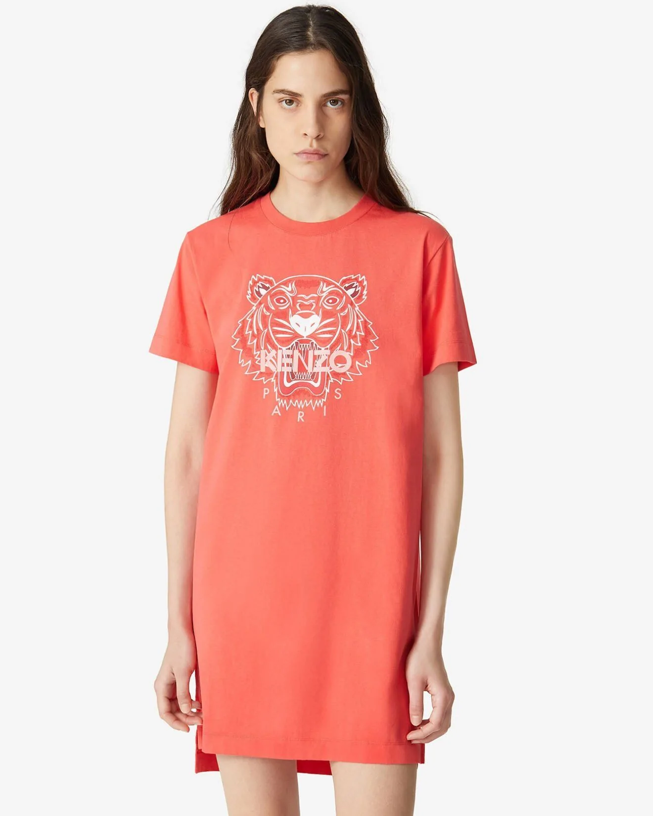 Kenzo Red Orange Tiger T-Shirt Dress