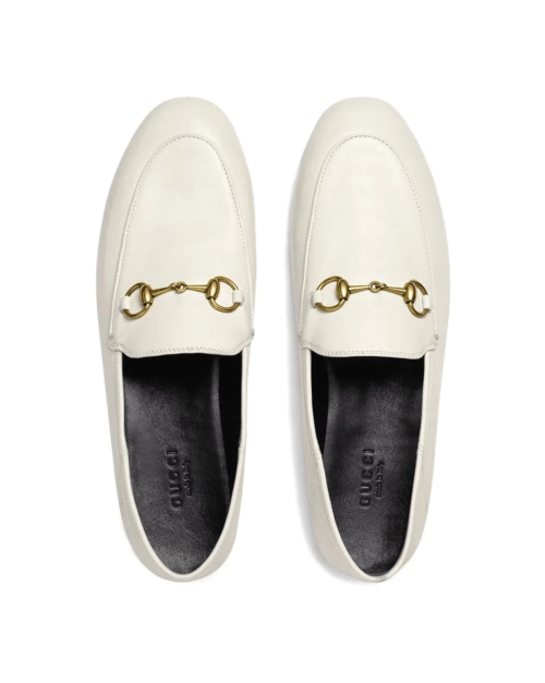 Gucci White Leather Horsebit Loafer