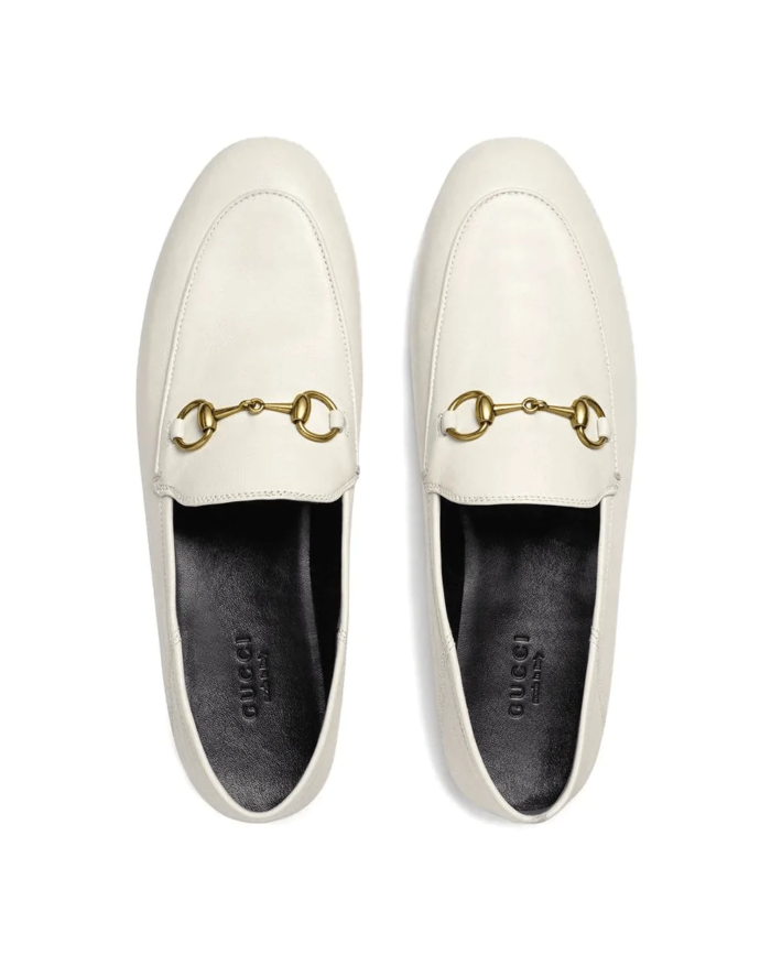 Gucci White Leather Horsebit Loafer