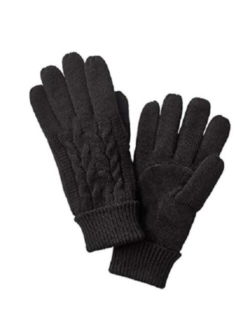 Isotoner Signature Solid Triple Cable Knit Palm SmarTouch Tech Gloves, One Size