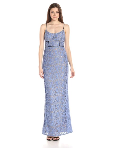 ABS Allen Schwartz Women's Gown With Fagottin Inserts and Lace Scallop seams