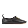 Loewe Black Logo Leather Flats, Black