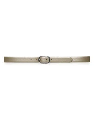 Lauren Ralph Lauren Whitby Leather Centerbar Belt Silver Mink L - Fashionbarn shop