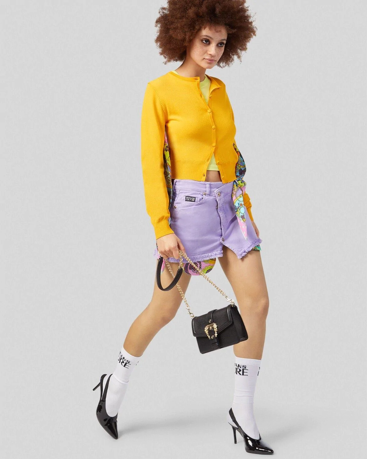Versace Jeans Couture Foulard Accent Cardigan, Yellow