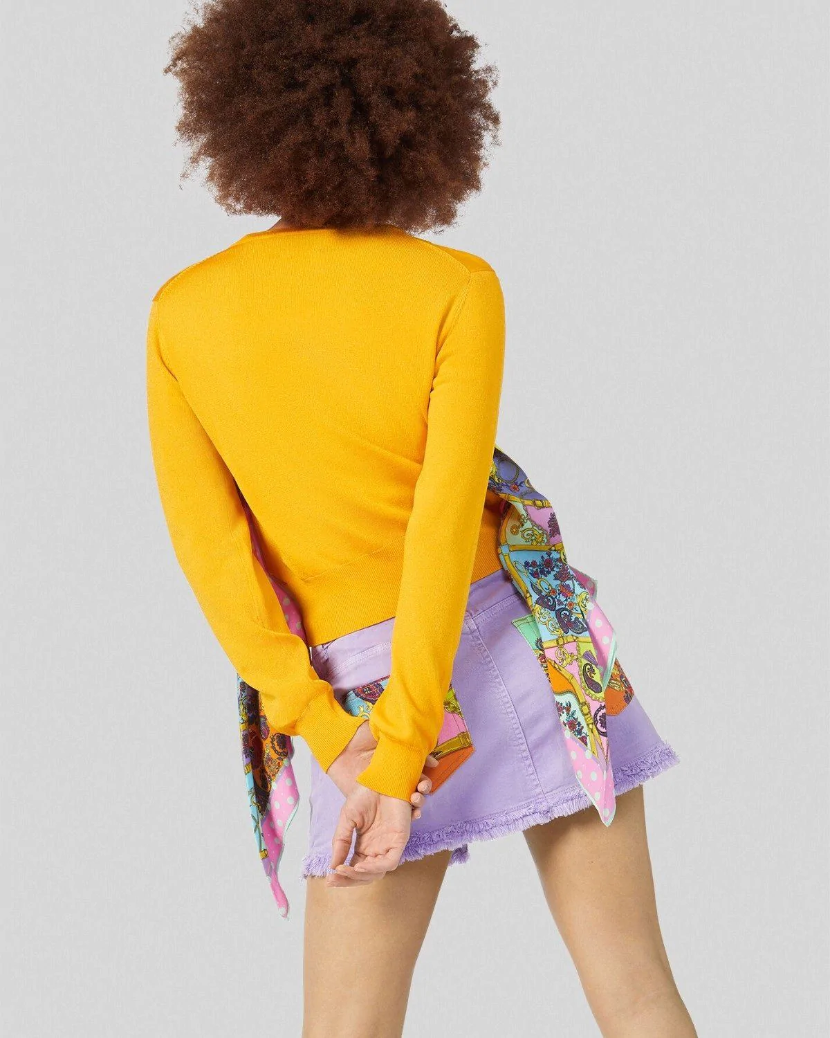 Versace Jeans Couture Foulard Accent Cardigan, Yellow