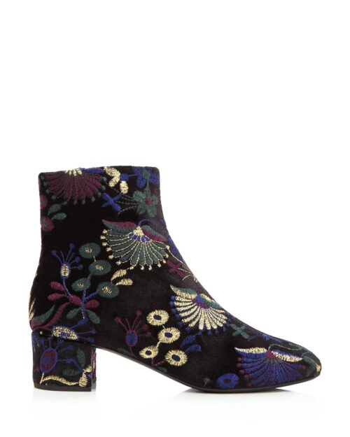 Giuseppe Zanotti Women's Embroidered Velvet Block Heel Booties