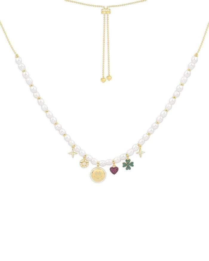 Apm Monaco Pearl & Lucky Charm Adjustable Necklace