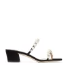 Jimmy Choo Amara 45 Metallic Pearly-Stud Slide Sandals